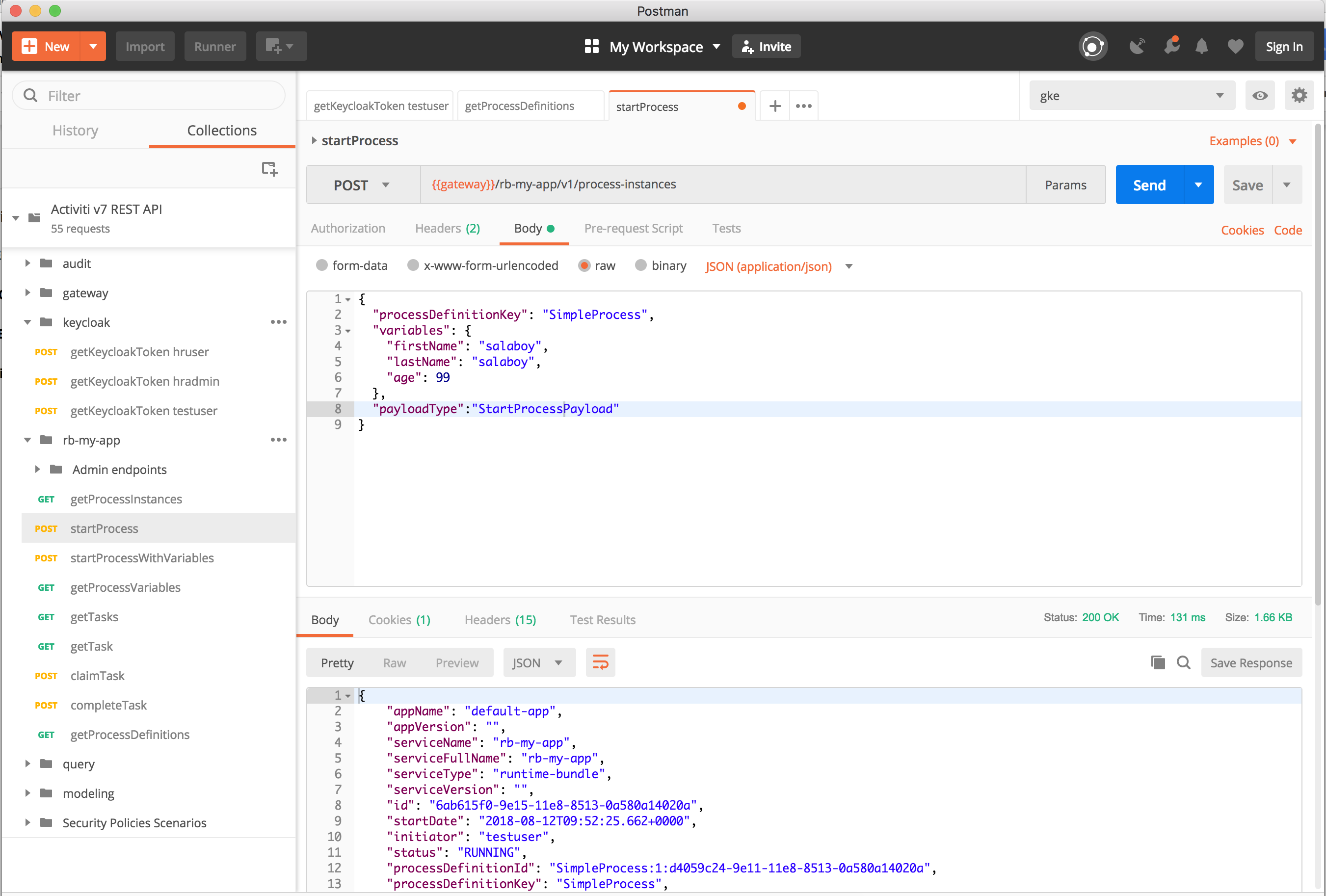 postman-start-processinstance